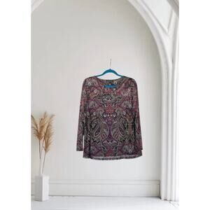 INC International Concepts Mesh Top Cut-Out long Sleeve Nylon  Size OX